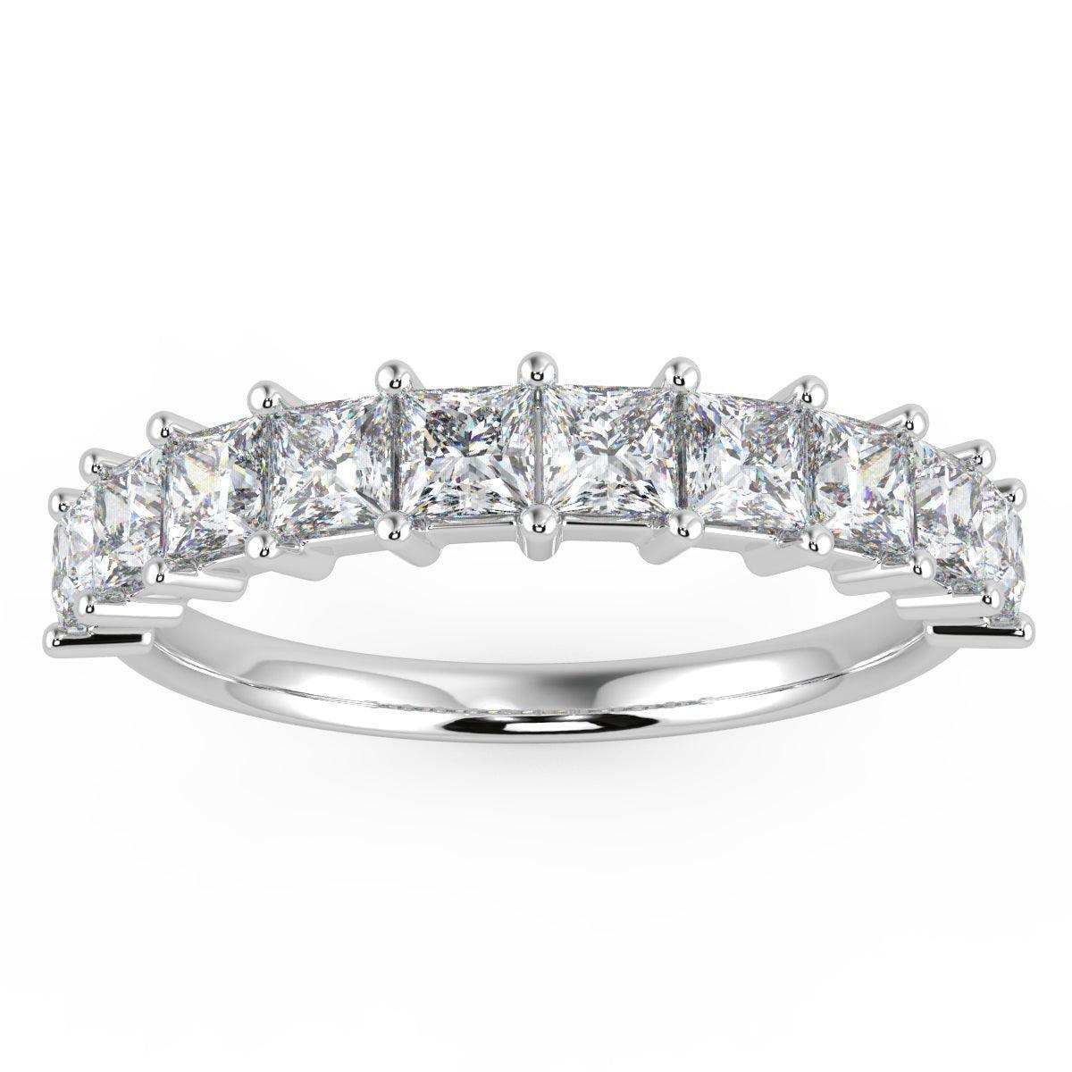 Princess Diamond Half Eternity Ring in Platinum/18K Gold 0.60 CT F/VS