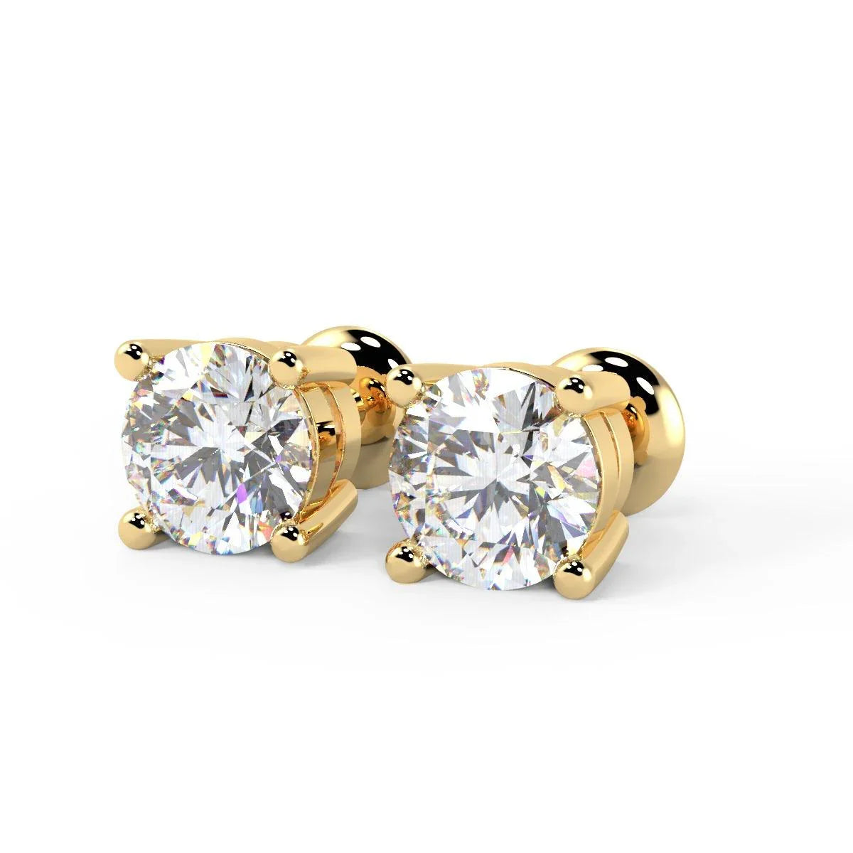 Last Pieces VS Quality 1.05Ct Round Diamond Stud Earrings in Hallmarked 18k Yellow Gold