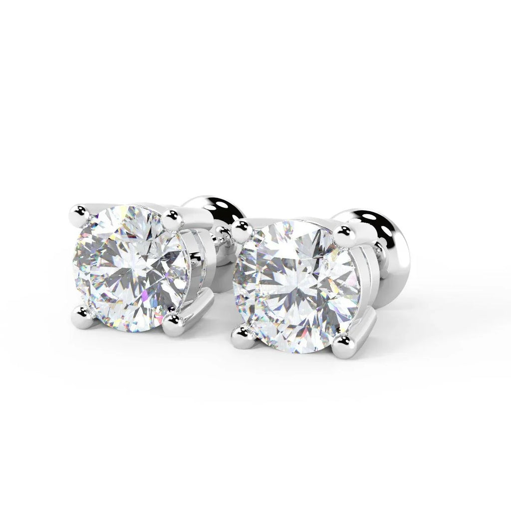 1.10 carat Round Diamond Stud Earring In White Gold