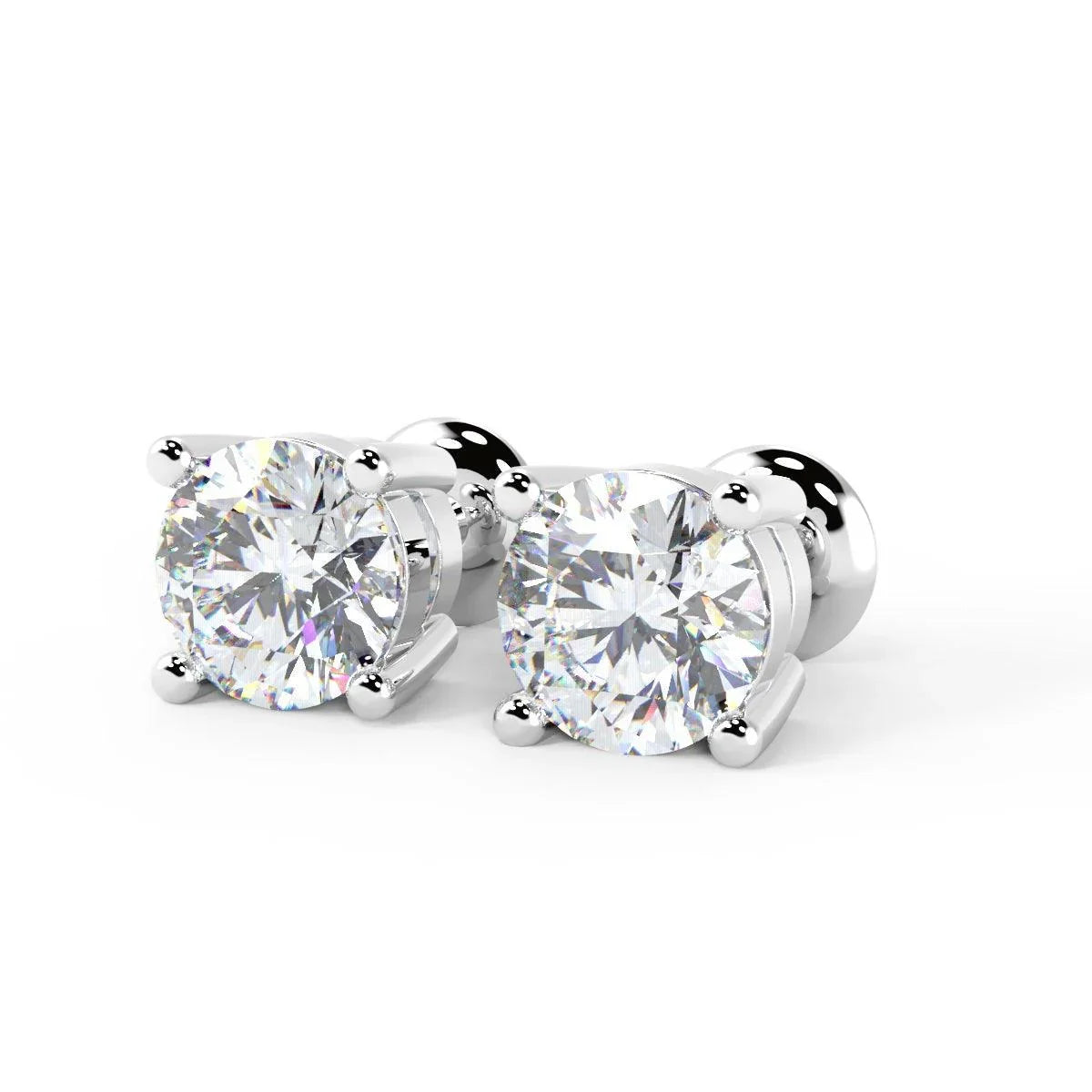 1.10 carat Round Diamond Stud Earring In White Gold