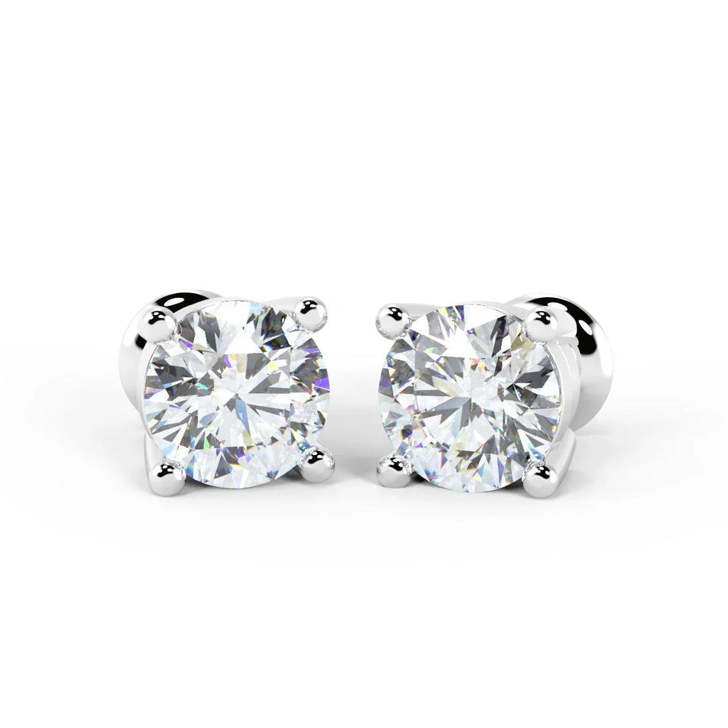 1.10 carat Round Diamond Stud Earring In White Gold