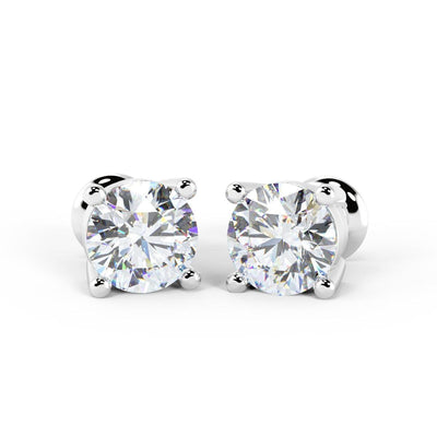 Clearance 0.85Ct Round Diamond Stud Earrings in 18k White Gold - Amada Diamonds