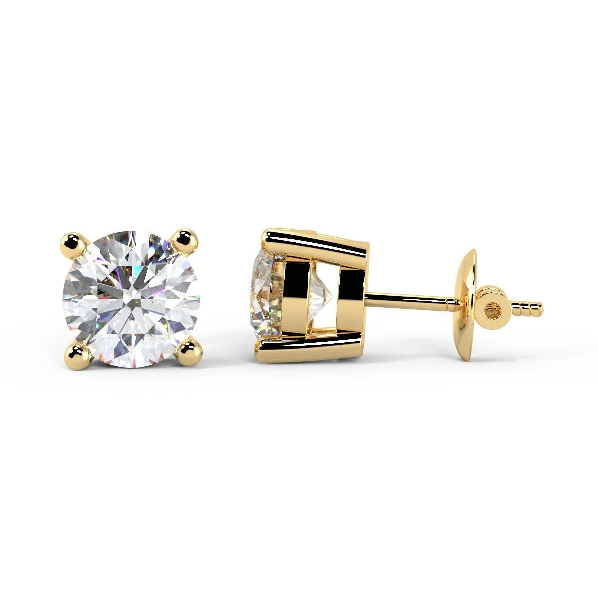 Last Pieces VS Quality 1.05Ct Round Diamond Stud Earrings in Hallmarked 18k Yellow Gold