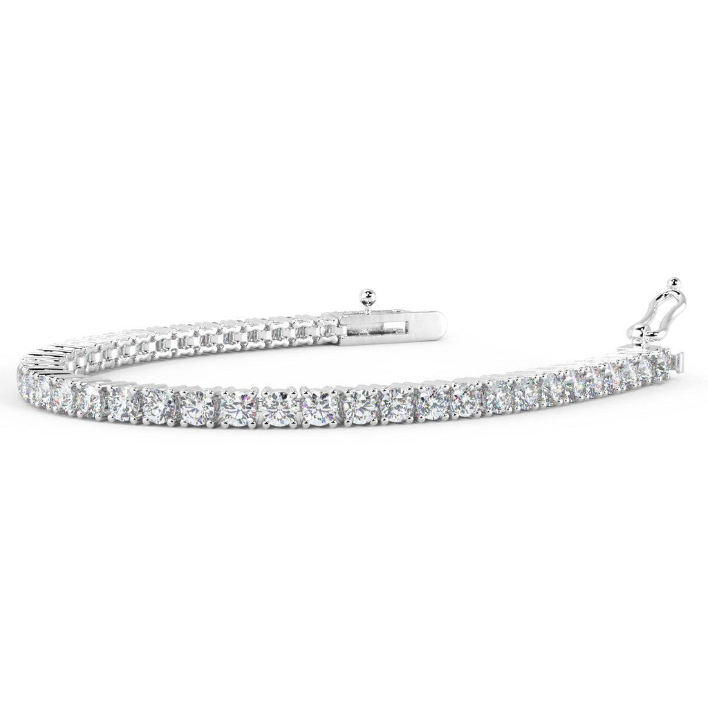 100% Natural Round Diamond Claw Set Tennis Bracelet in Platinum - D-E/VS 3.00ct