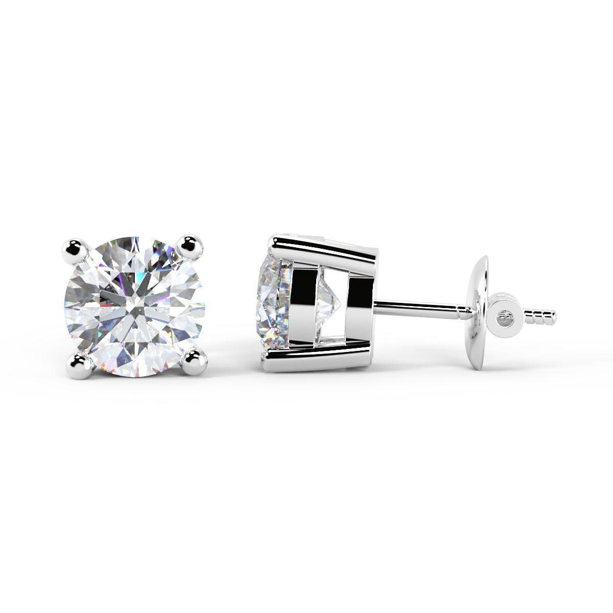 Clearance 0.85Ct Round Diamond Stud Earrings in 18k White Gold - Amada Diamonds