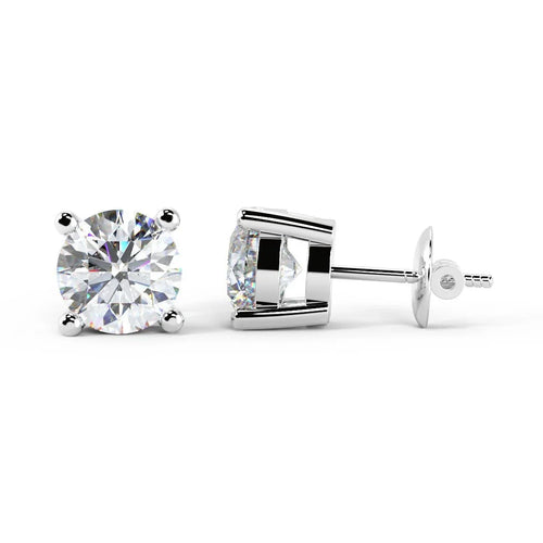 1.10 carat Round Diamond Stud Earring In White Gold