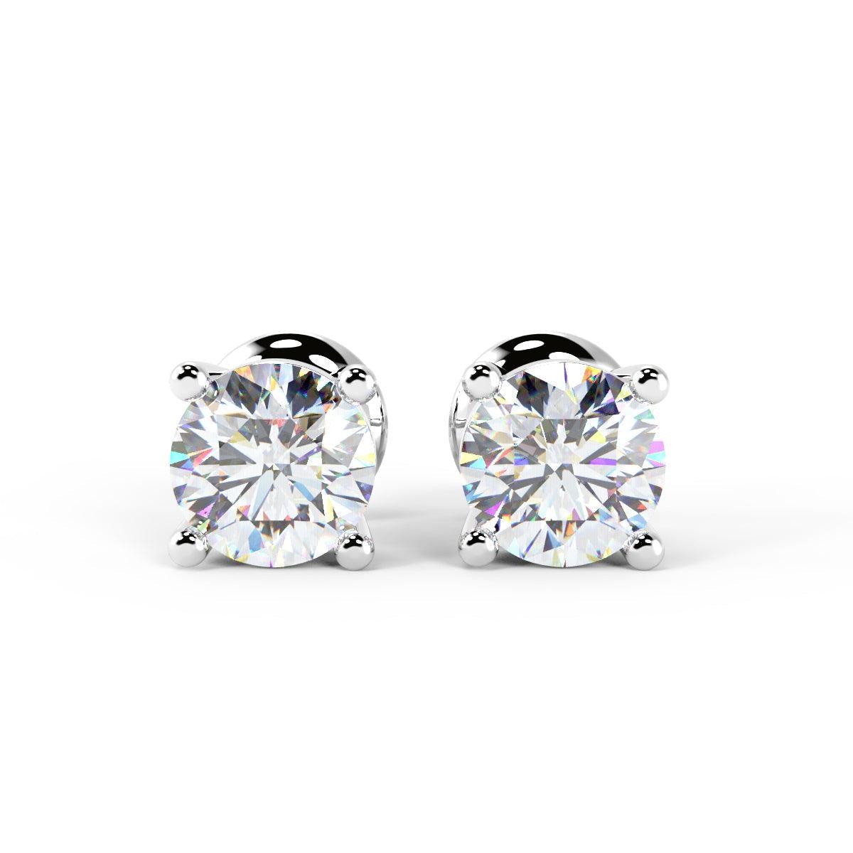 GIA Certified F/VS 0.69ct Round Diamond Stud Earring for Women's in Platinum (EX EX EX NON)