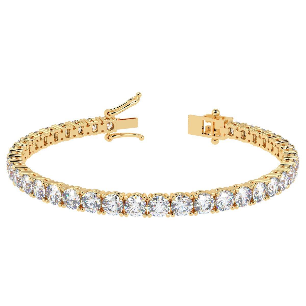 Last pcs..F/VS 5.00CT Round Diamond Tennis Bracelet Crafted in 18k Yellow Gold - Amada Diamonds