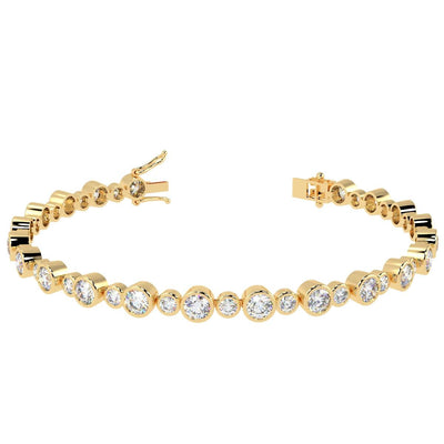 5.00Ct F/VS Round Diamond Bezel Set Tennis Bracelet for Women's in Hallmarked 18k Yellow Gold