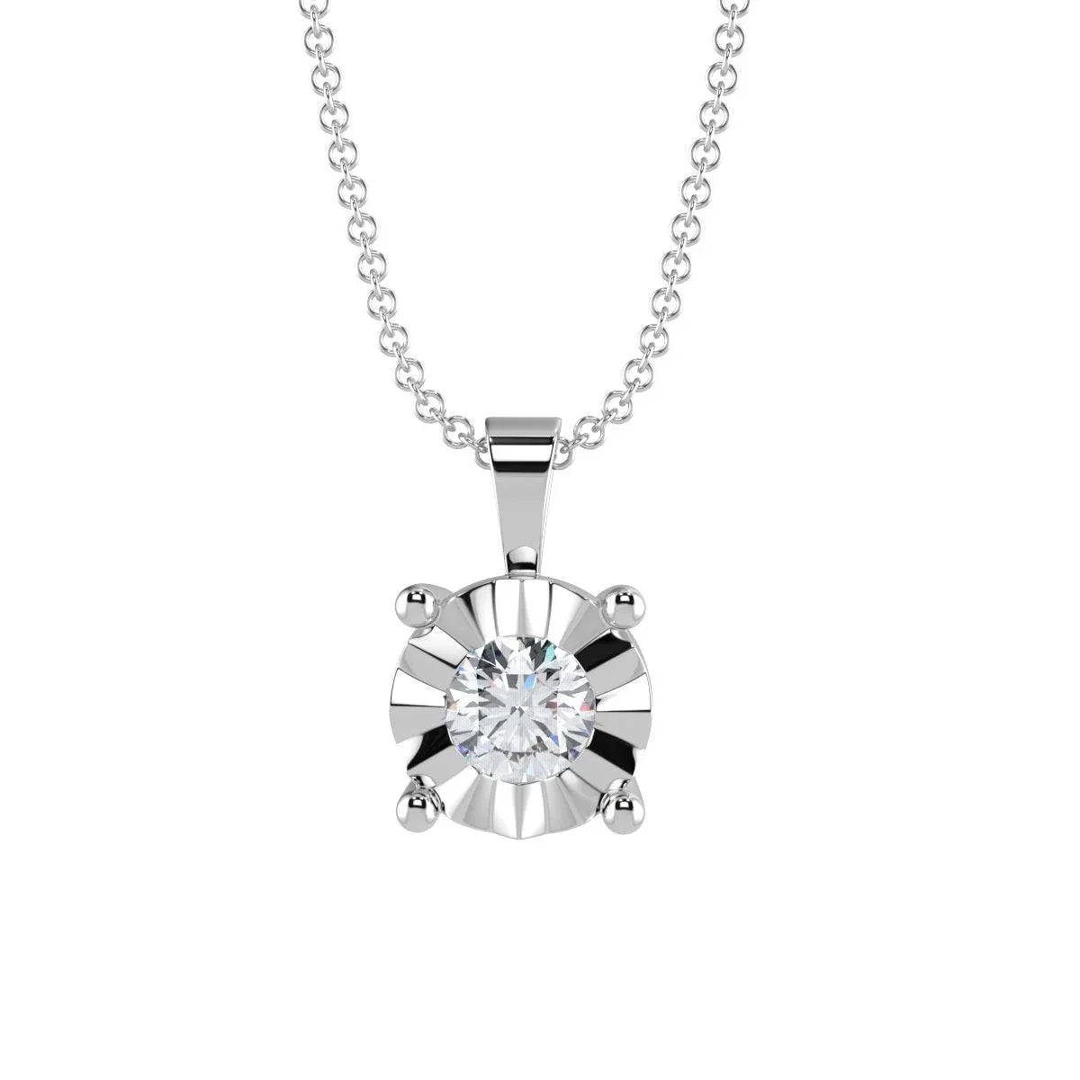 RRP £500..! 6mm Illusion Set Diamond Pendant, 9k White / Yellow Gold