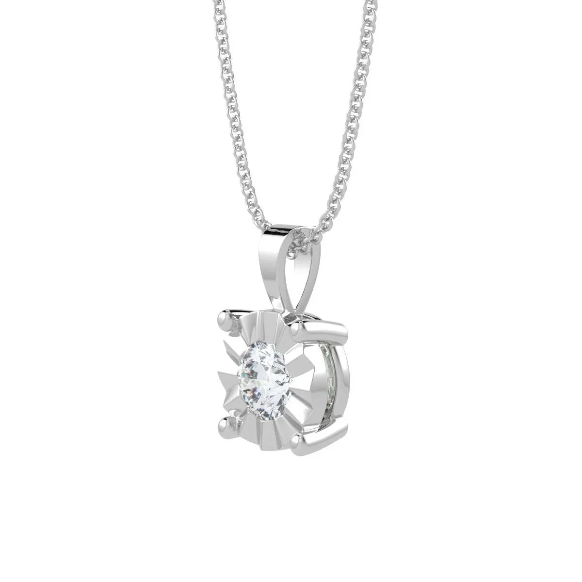 RRP £500..! 6mm Illusion Set Diamond Pendant, 9k White / Yellow Gold