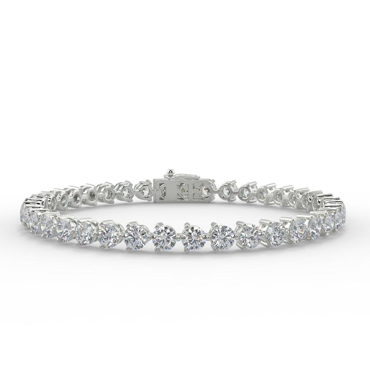 3 Prong Diamond Tennis Bracelet for Womens in 18k Gold & Platinum F/VS 2.00ct - 5.00ct