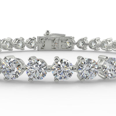 Last Piece ! 9.00Carat 3 Prong Round Diamond Tennis Bracelet for Womens , Hallmarked 18k White Gold