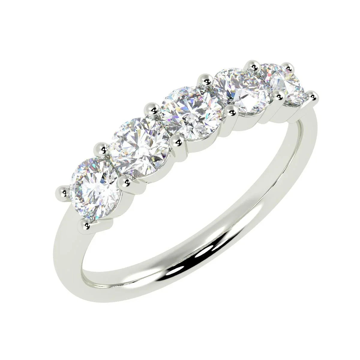 Round Diamond 5 Stone Anniversary Ring 1.00Ct D/VVS