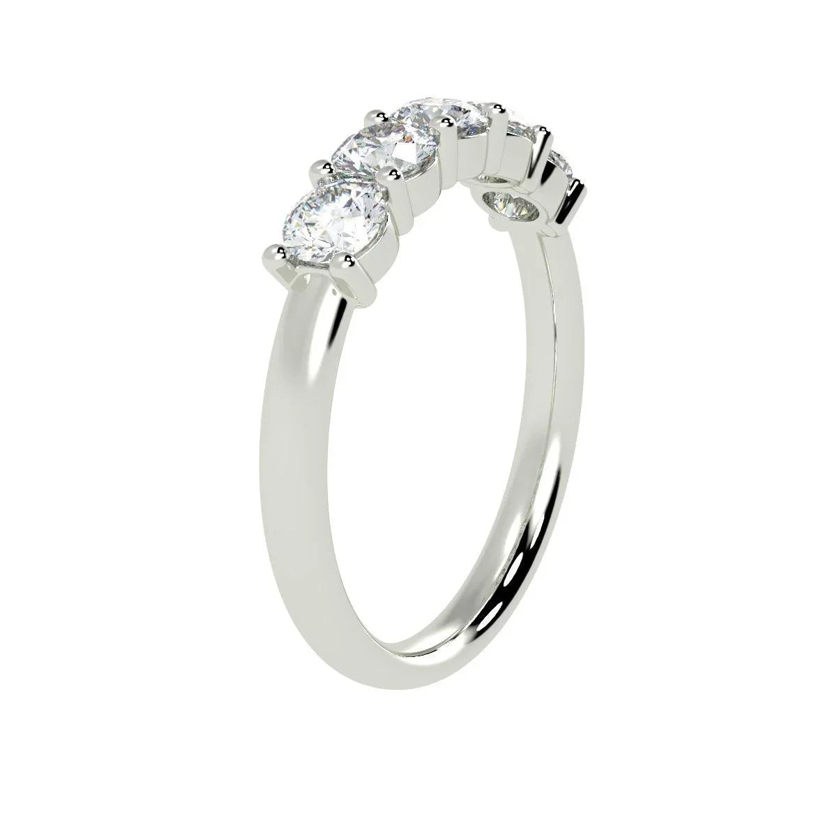 Round Diamond 5 Stone Anniversary Ring 1.00Ct D/VVS