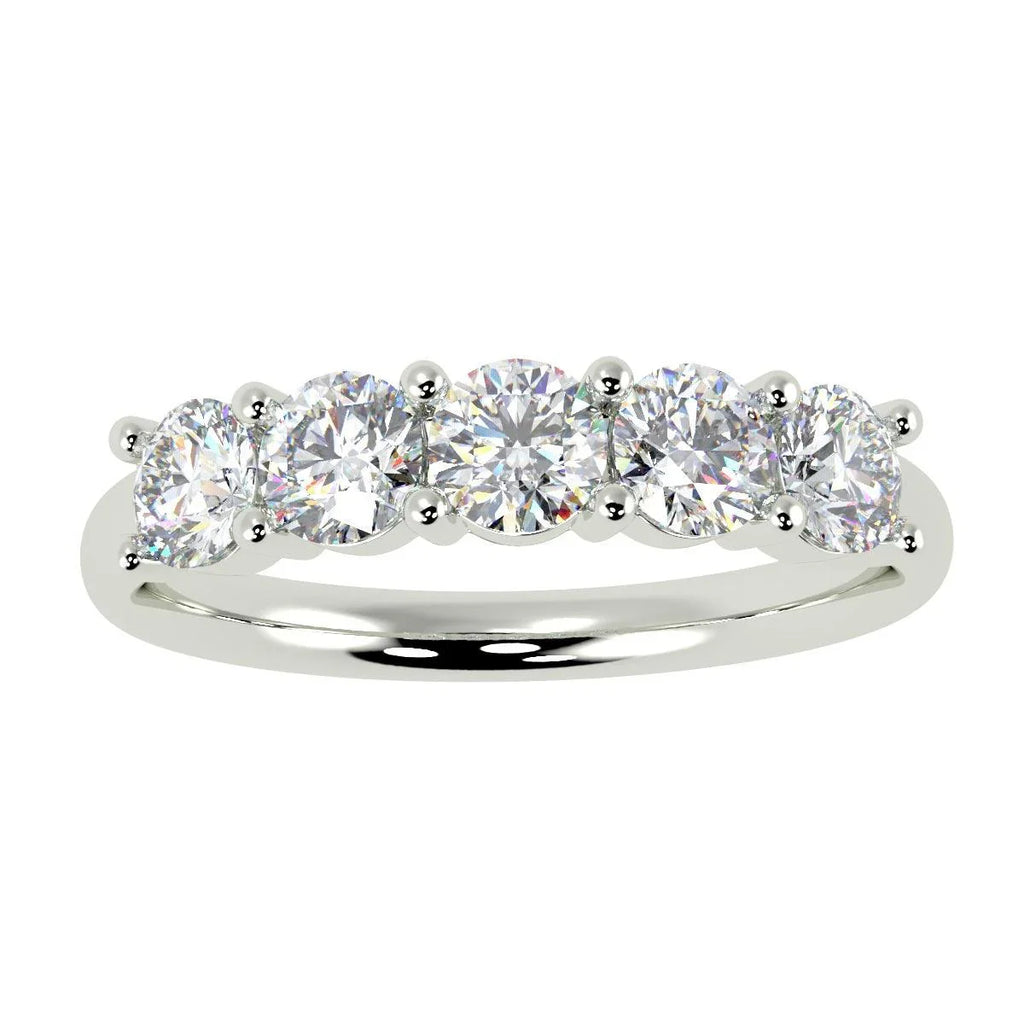 Round Diamond 5 Stone Anniversary Ring 1.00Ct D/VVS