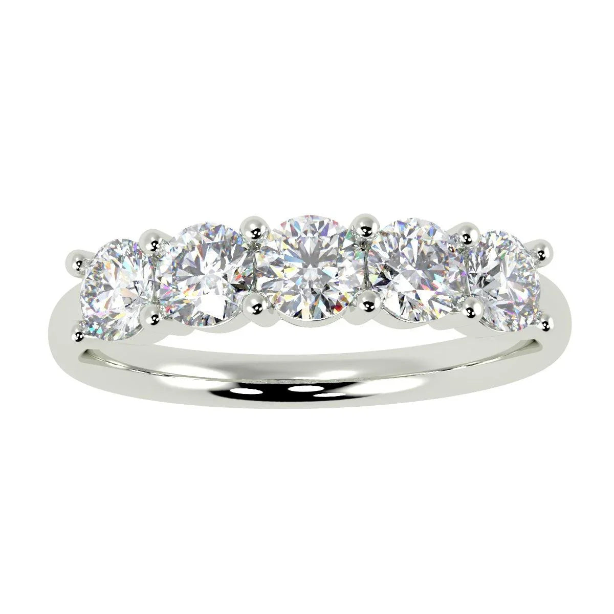 Round Diamond 5 Stone Anniversary Ring 1.00Ct D/VVS