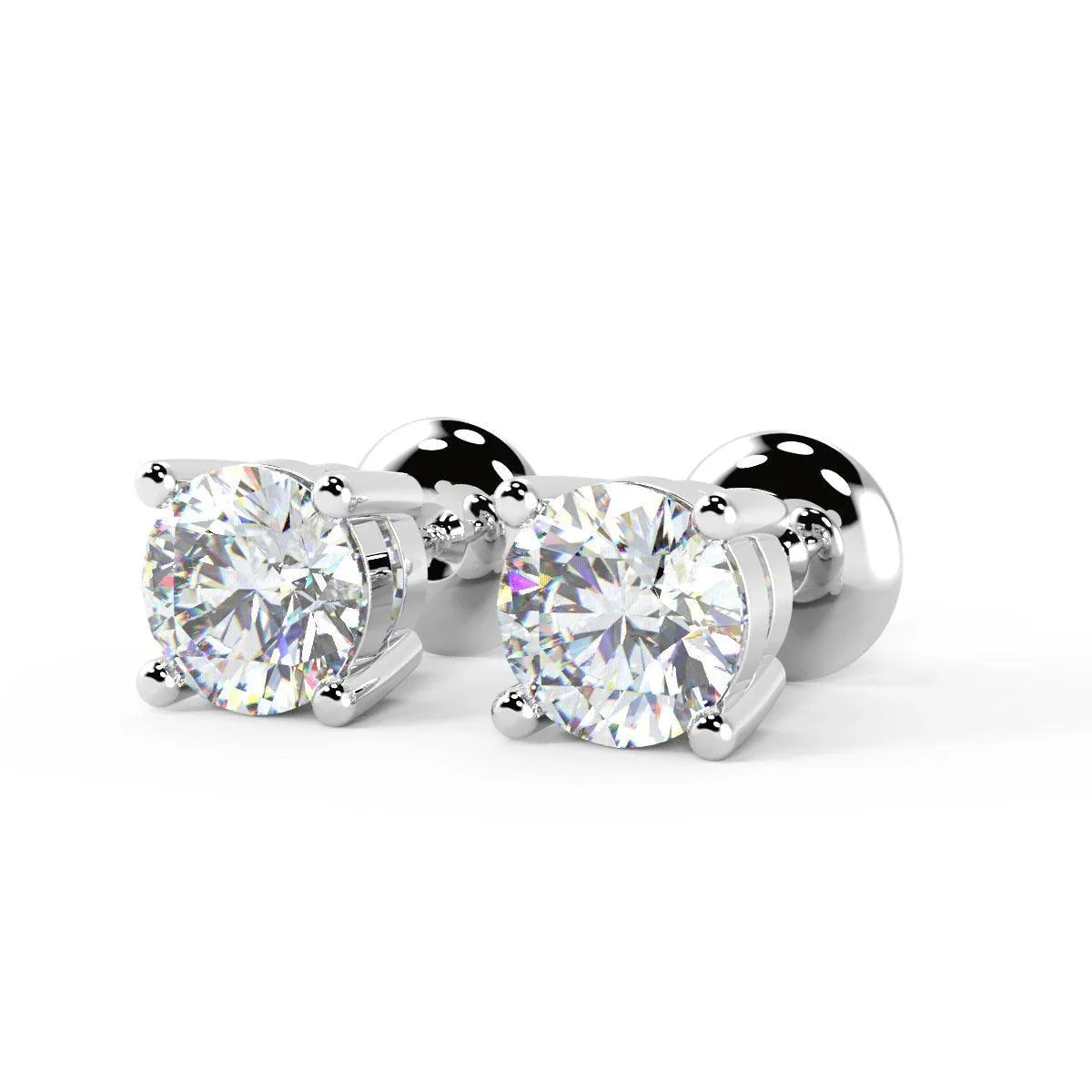 GIA certified 1.00ct round diamond stud earrings in platinum i VS clarity