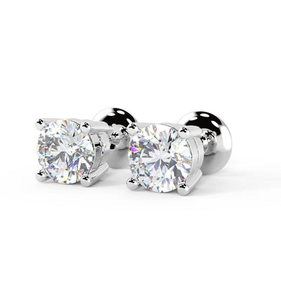 GIA Certified F/VS 0.69ct Round Diamond Stud Earring for Women's in Platinum (EX EX EX NON)