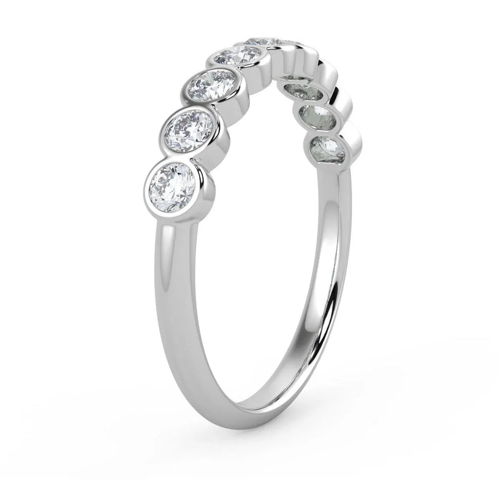 9 Diamond Bezel Set Anniversary Ring in Platinum & Gold 0.50Ct D/VVS