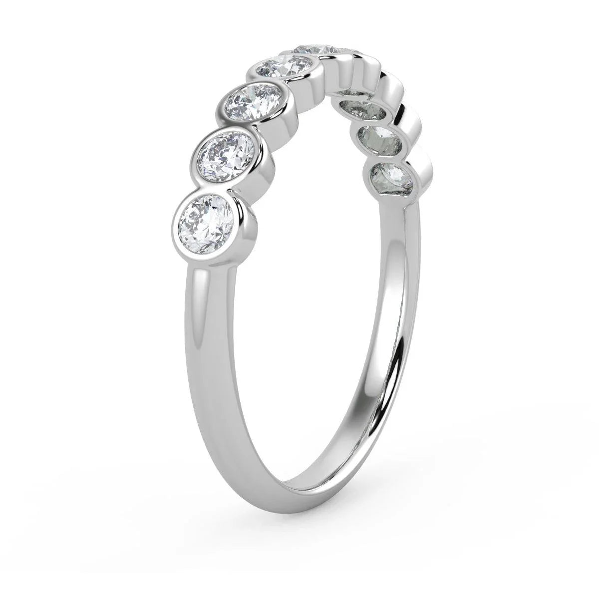 9 Diamond Bezel Set Anniversary Ring in Platinum & Gold 0.50Ct D/VVS