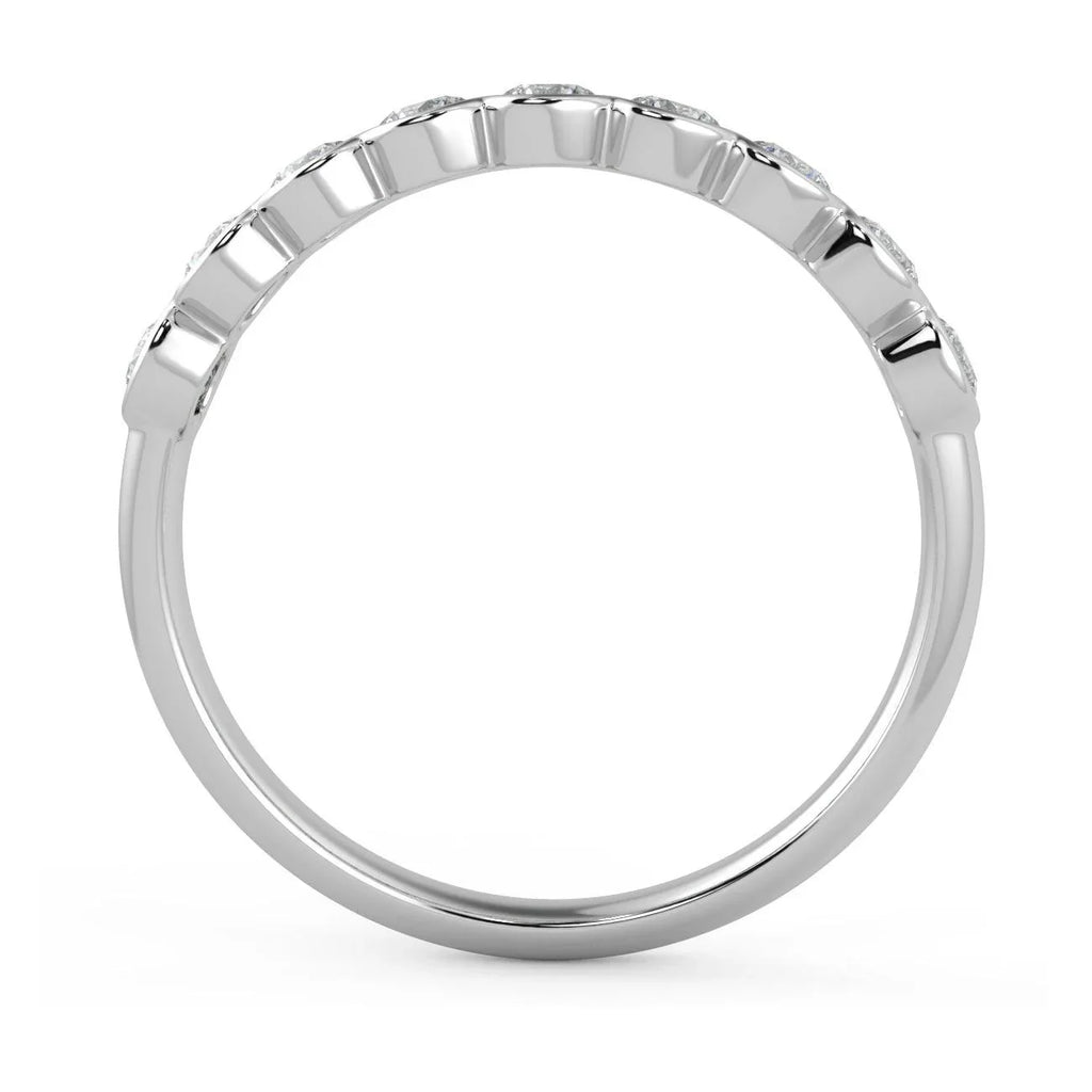 9 Diamond Bezel Set Anniversary Ring in Platinum & Gold 0.50Ct D/VVS