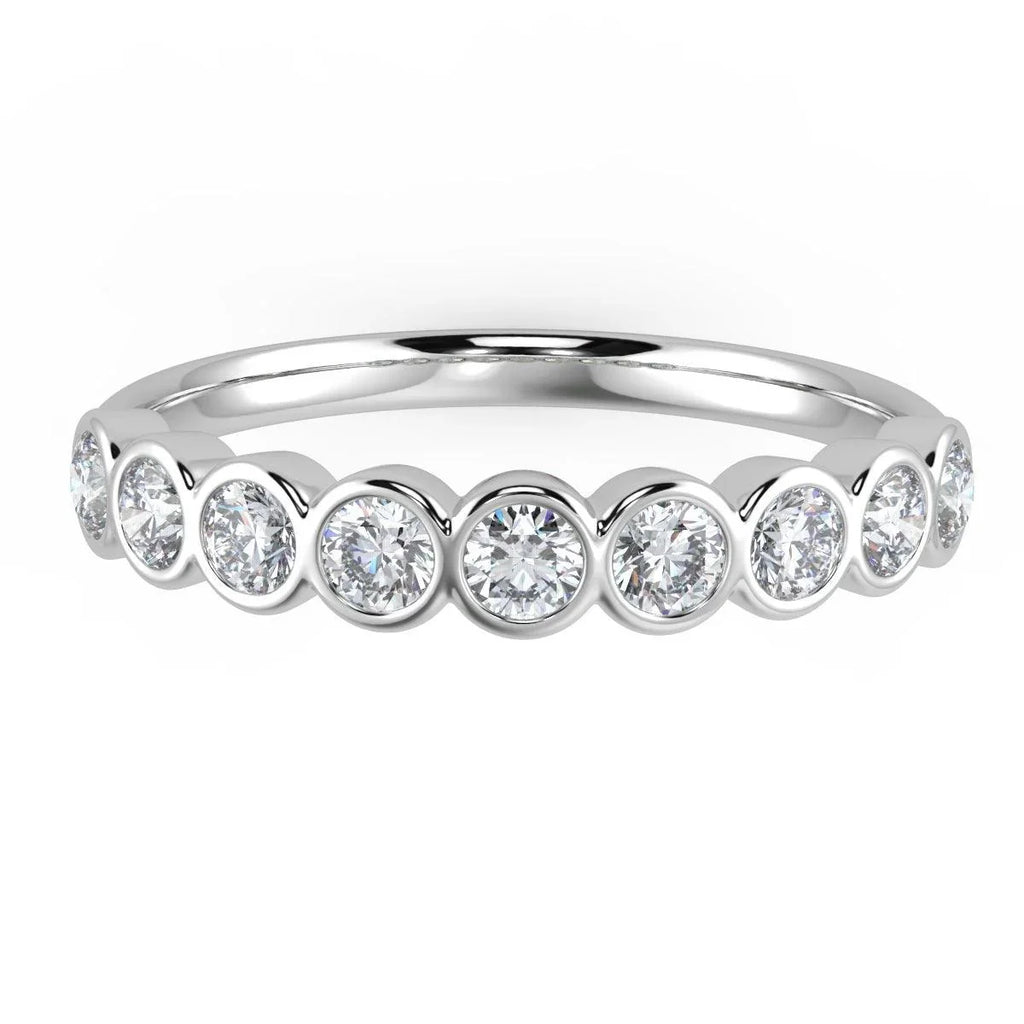 9 Diamond Bezel Set Anniversary Ring in Platinum & Gold 0.50Ct D/VVS