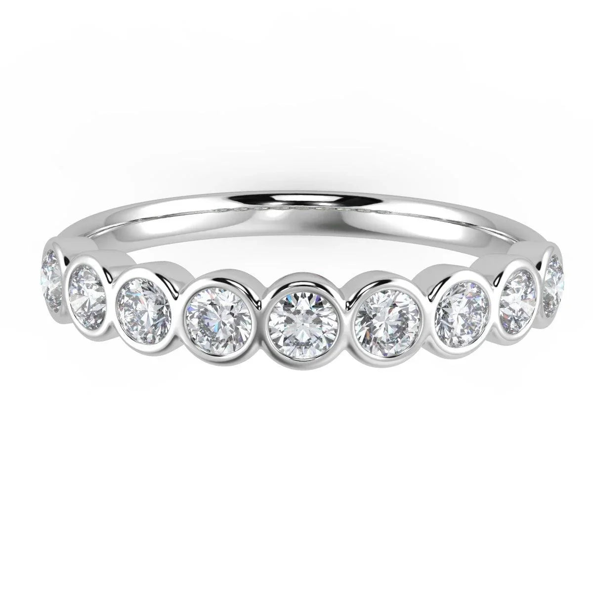 9 Diamond Bezel Set Anniversary Ring in Platinum & Gold 0.50Ct D/VVS