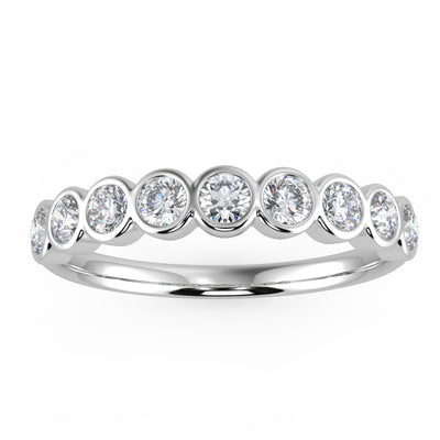 9 Diamond Bezel Set Anniversary Ring in Platinum & Gold 0.50Ct D/VVS