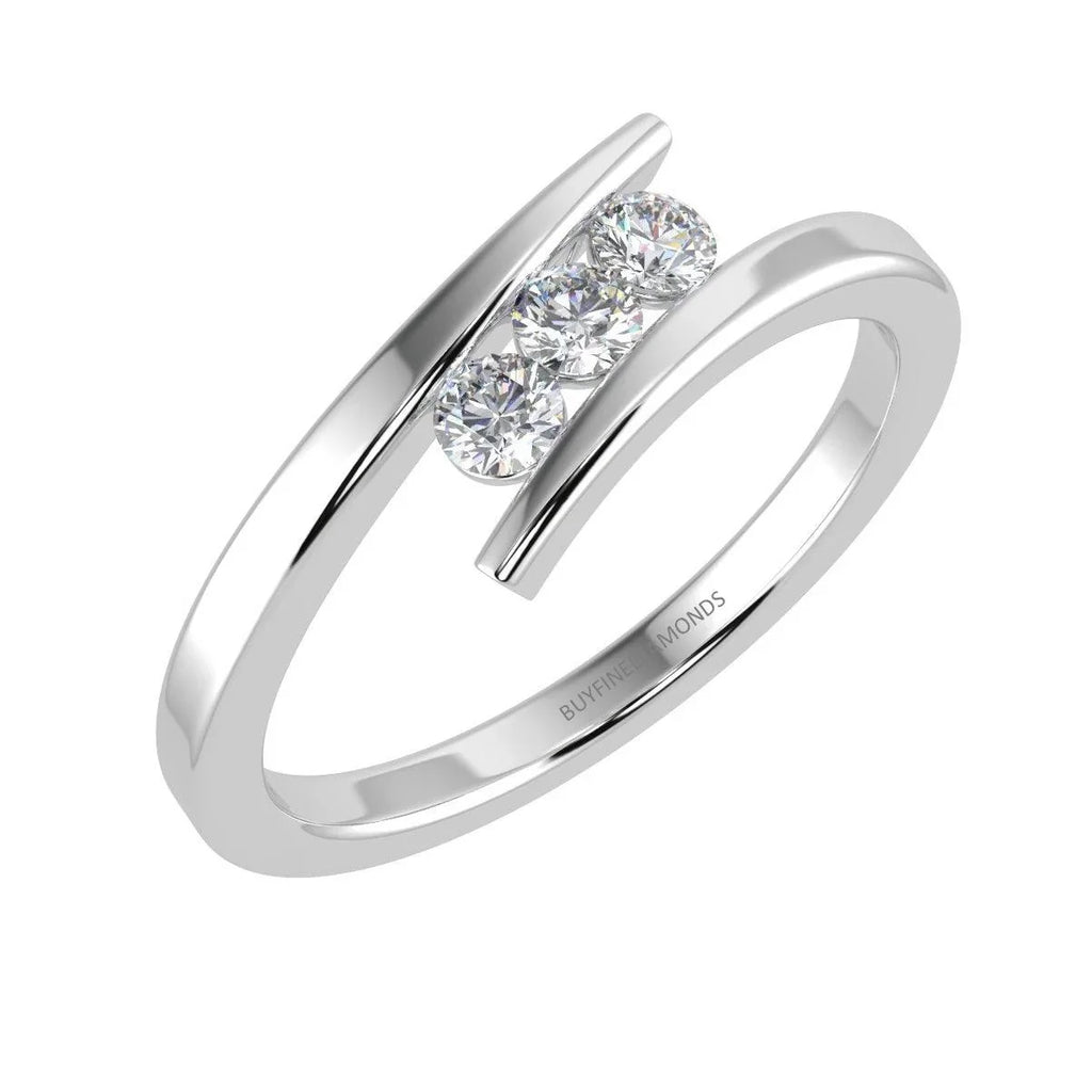 LAB DIAMOND 3 STONE TRILOGY RING 0.33CT D/VVS SET IN 9K GOLD