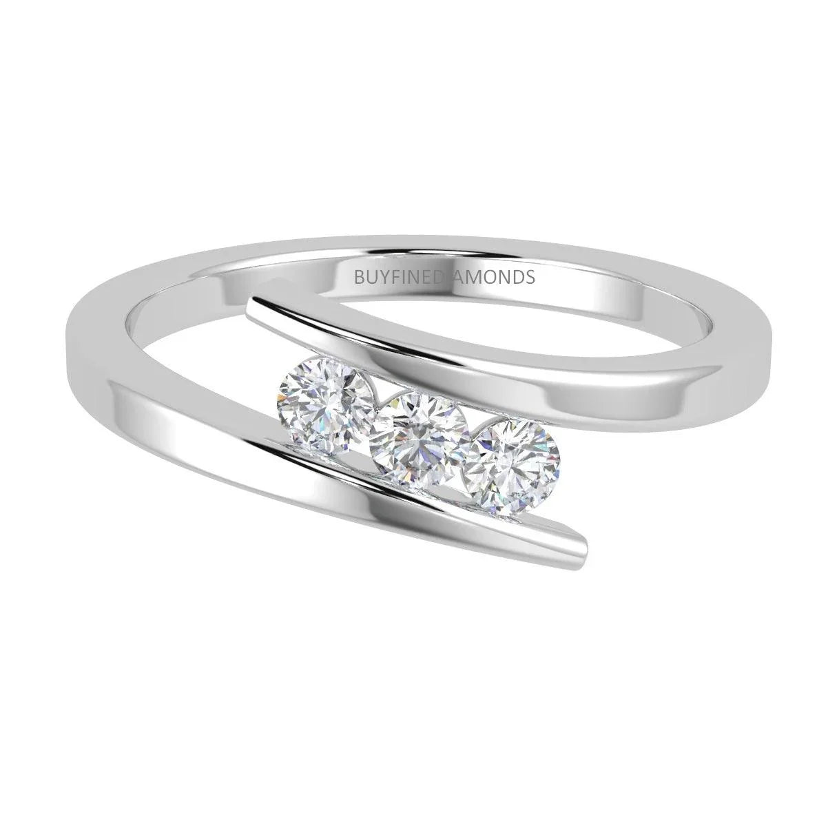 LAB DIAMOND 3 STONE TRILOGY RING 0.33CT D/VVS SET IN 9K GOLD