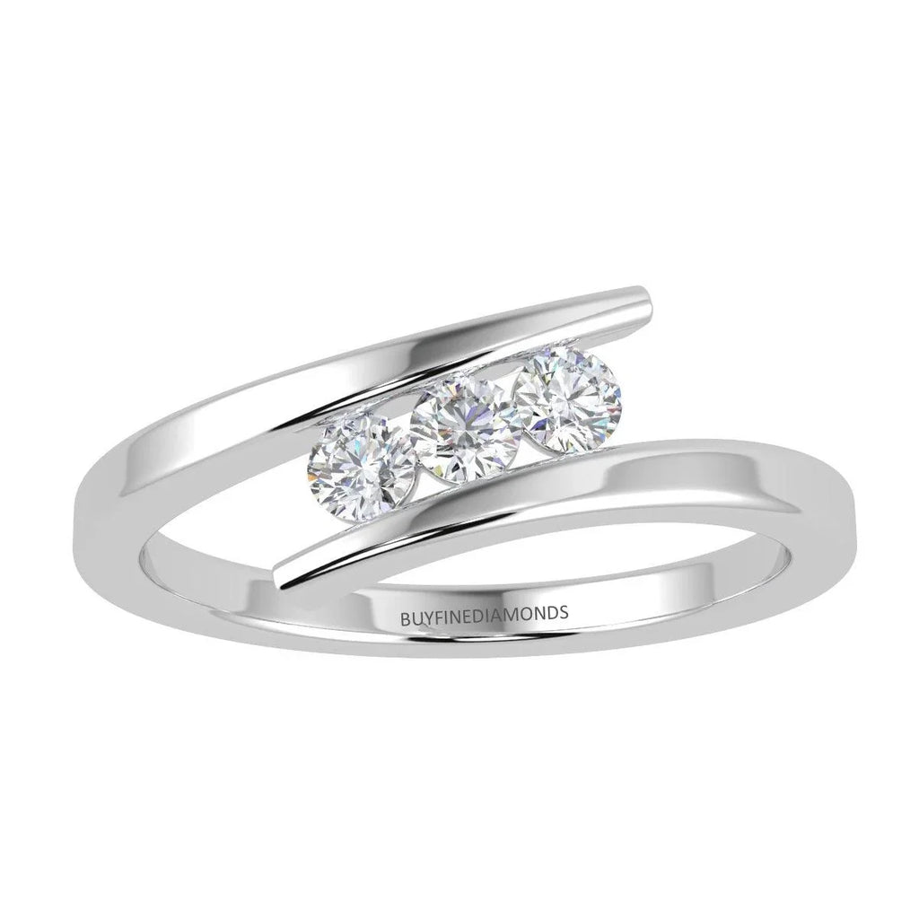 LAB DIAMOND 3 STONE TRILOGY RING 0.33CT D/VVS SET IN 9K GOLD