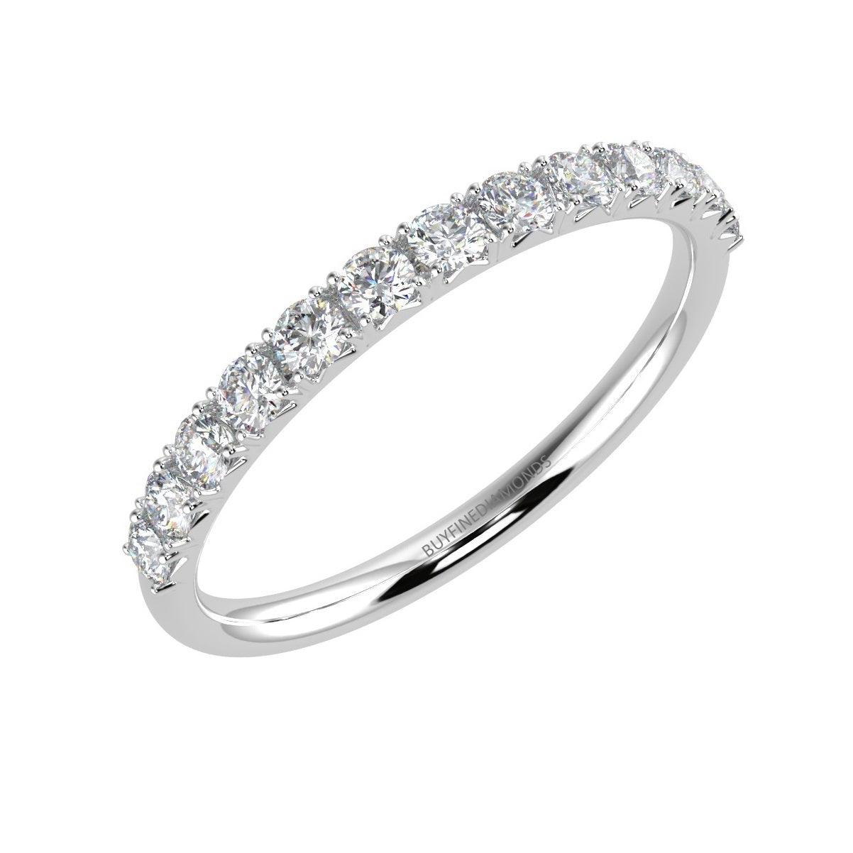 2.5 mm - 0.50 ct F/VS French Pave Diamond Half Eternity Ring in Platinum/18K Gold