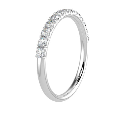 2.5 mm - 0.50 ct F/VS French Pave Diamond Half Eternity Ring in Platinum/18K Gold