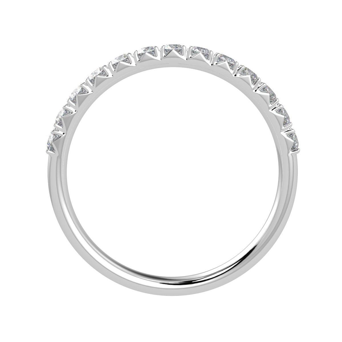 2.5 mm - 0.50 ct F/VS French Pave Diamond Half Eternity Ring in Platinum/18K Gold