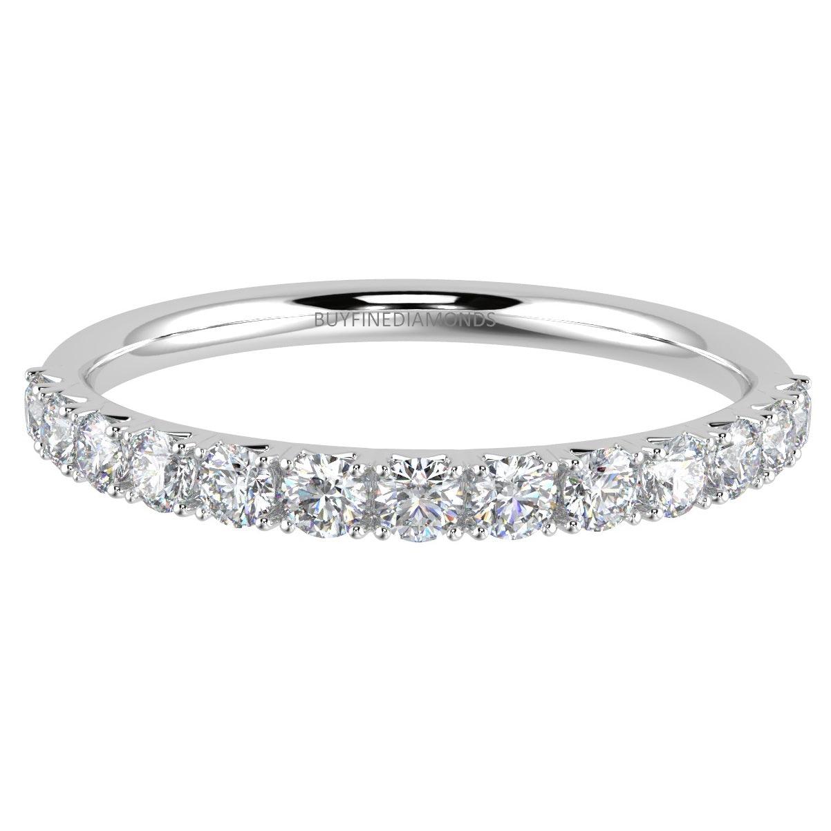 2.5 mm - 0.50 ct F/VS French Pave Diamond Half Eternity Ring in Platinum/18K Gold