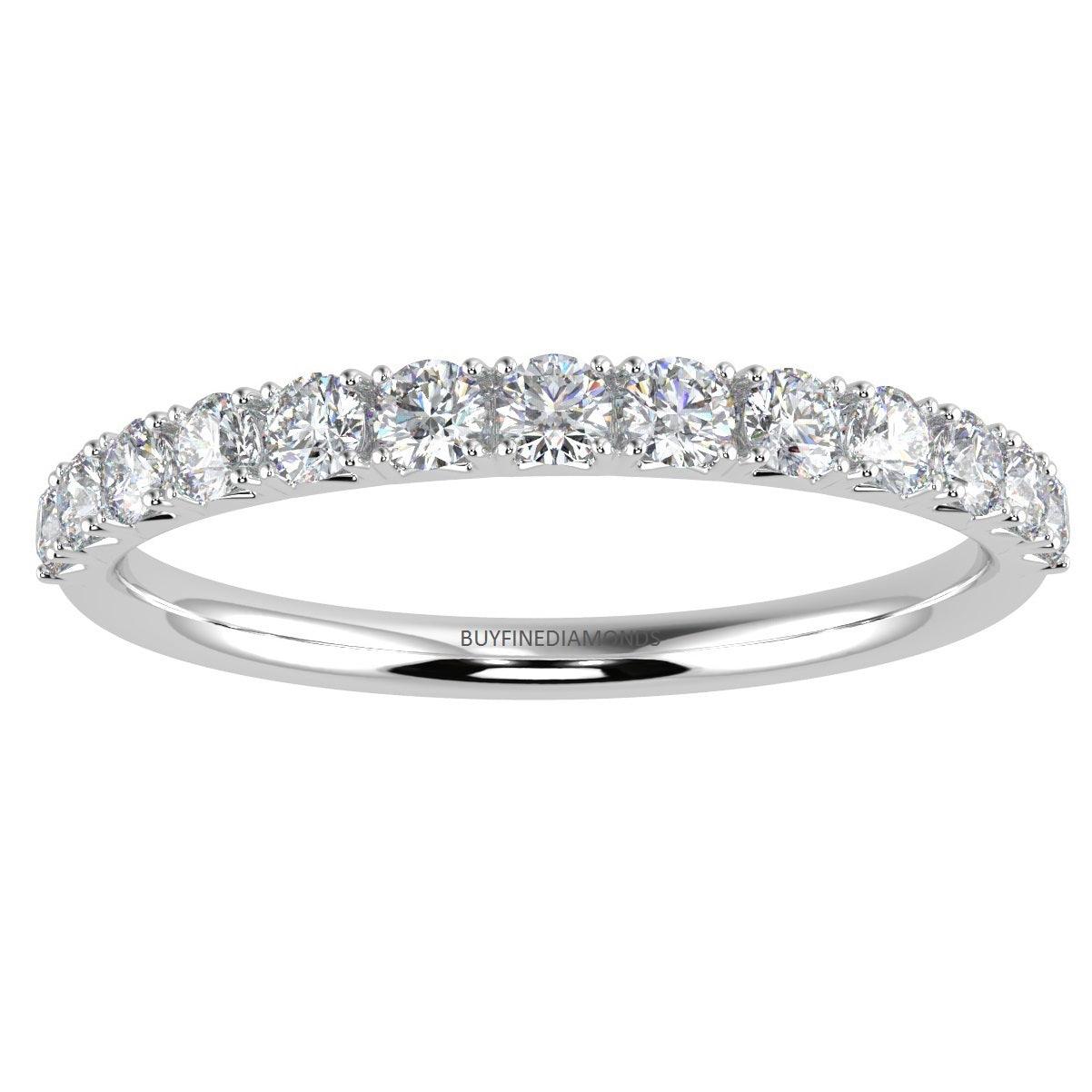 2.5 mm - 0.50 ct F/VS French Pave Diamond Half Eternity Ring in Platinum/18K Gold