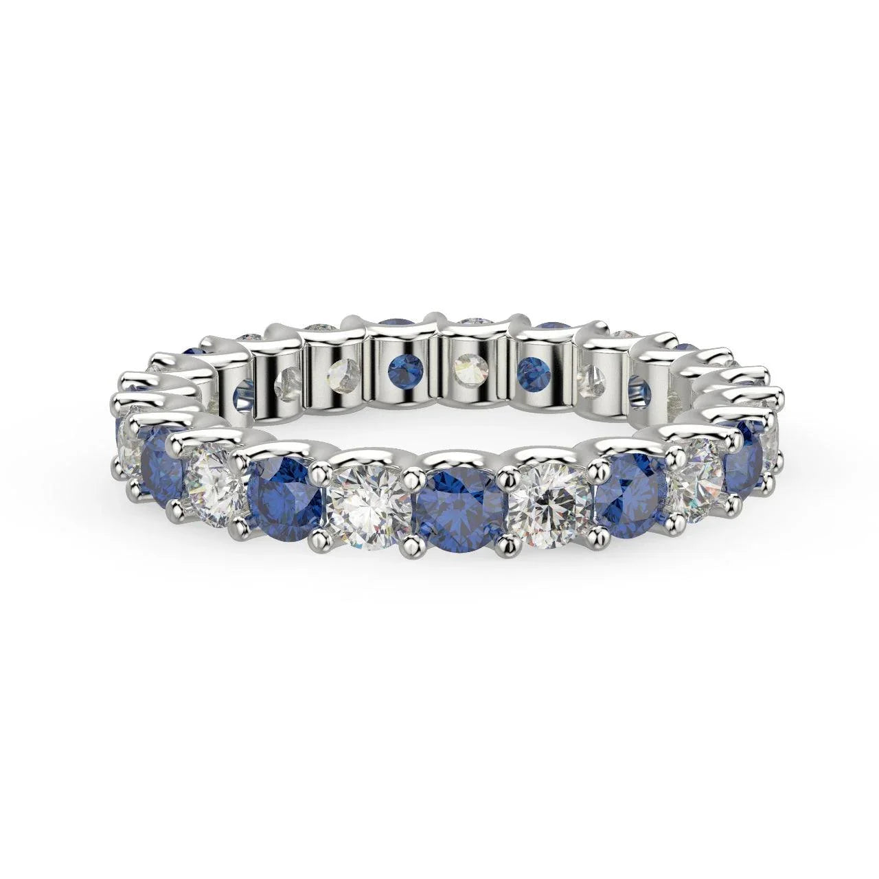 Diamond Cut Sapphire and Diamond Full Eternity Ring 1.20ct