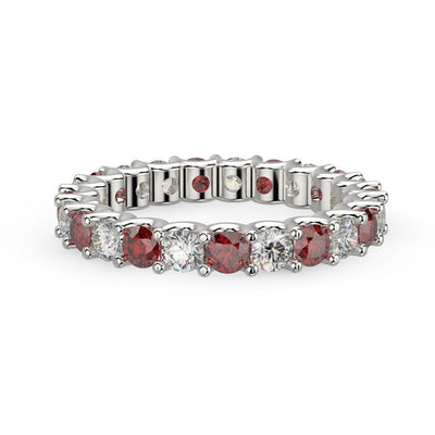 Diamond Cut Ruby and Diamond Full Eternity Ring 1.20ct