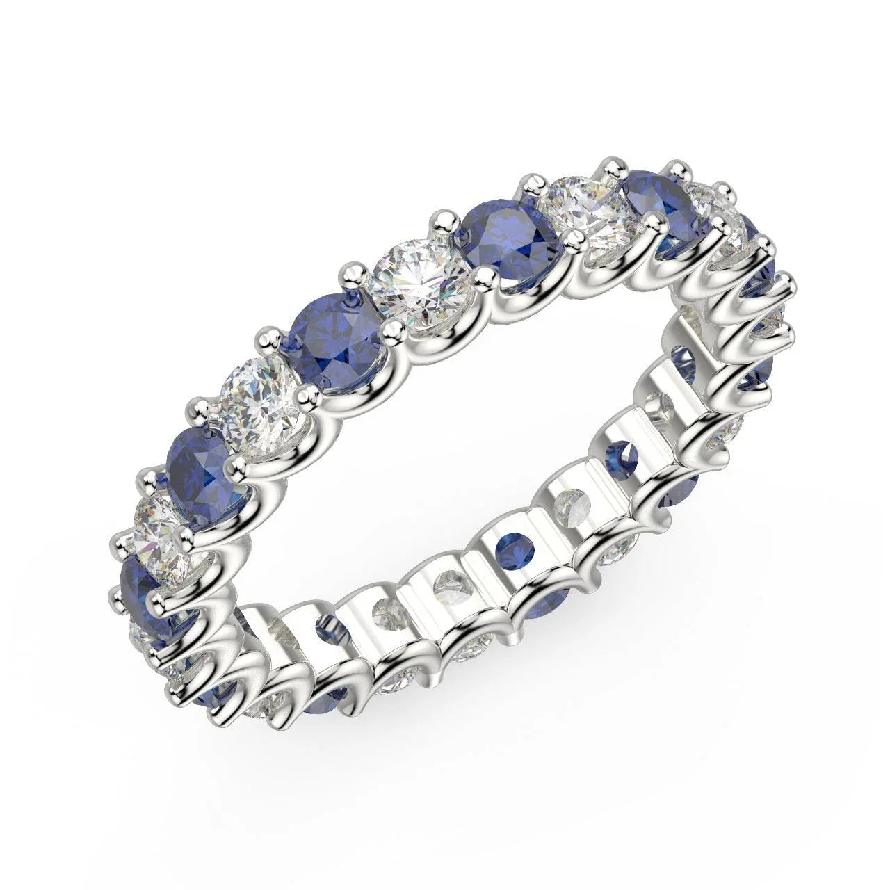 Diamond Cut Sapphire and Diamond Full Eternity Ring 1.20ct