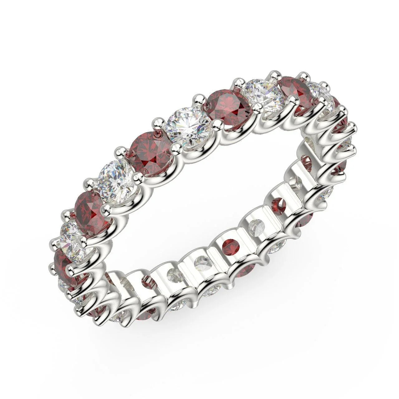 Diamond Cut Ruby and Diamond Full Eternity Ring 1.20ct