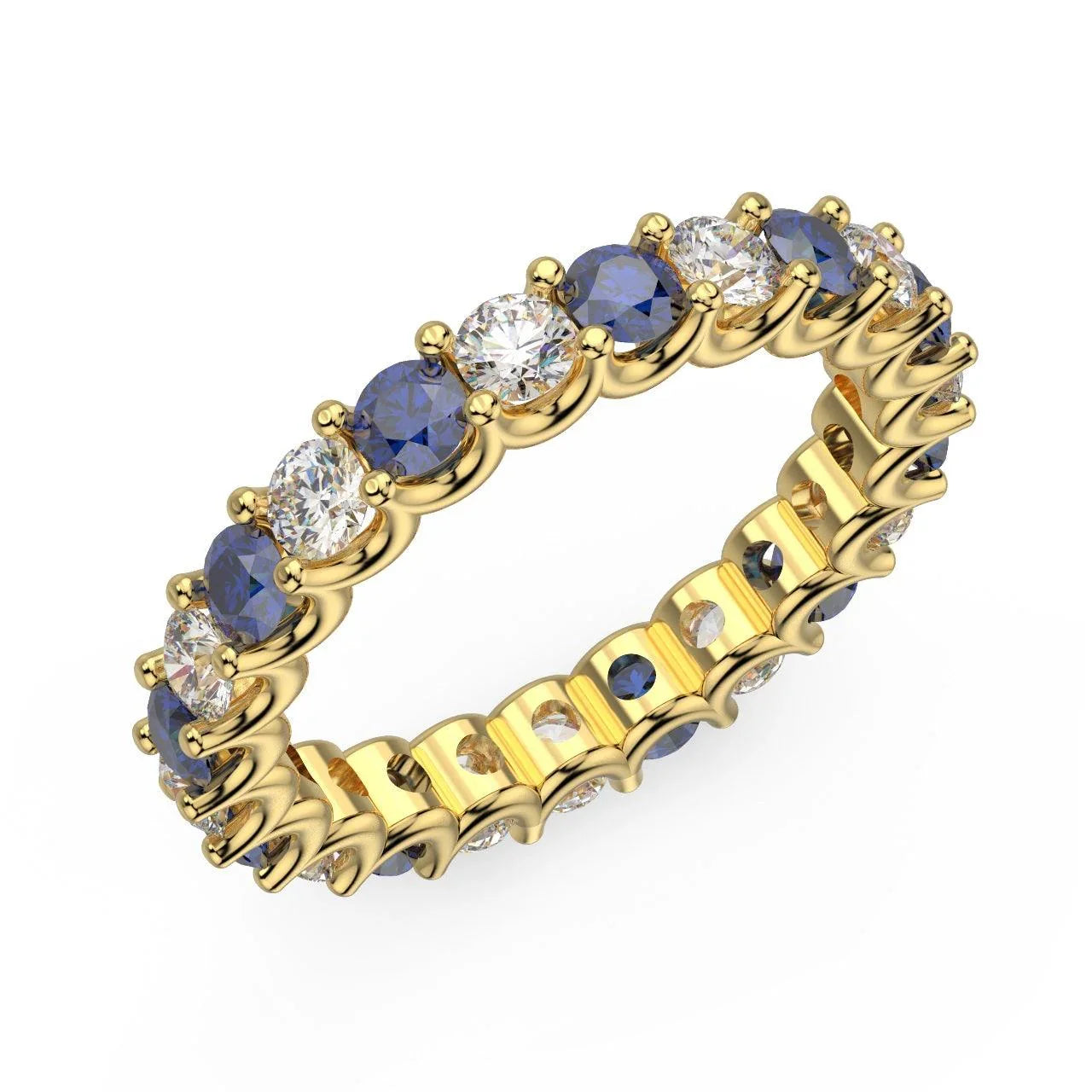 Diamond Cut Sapphire and Diamond Full Eternity Ring 1.20ct