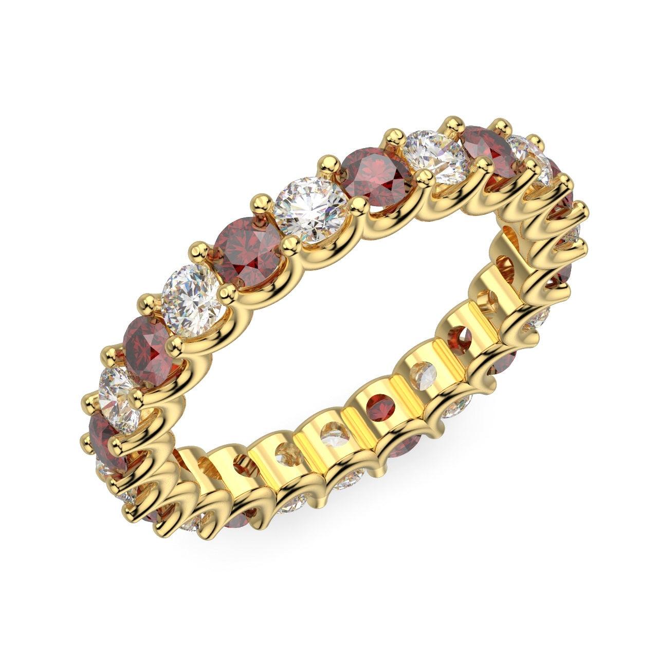 Diamond Cut Ruby and Diamond Full Eternity Ring 1.20ct