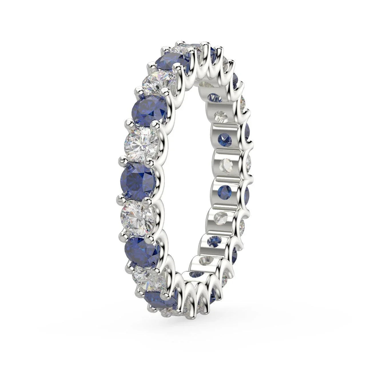 Diamond Cut Sapphire and Diamond Full Eternity Ring 1.20ct