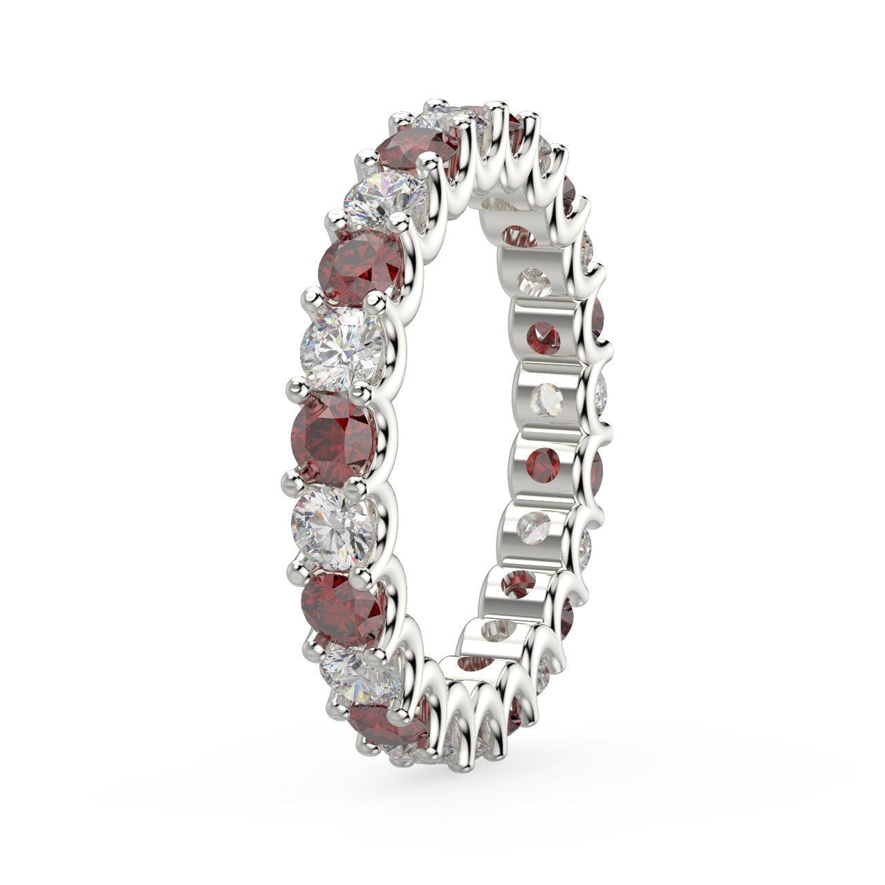 Diamond Cut Ruby and Diamond Full Eternity Ring 1.20ct