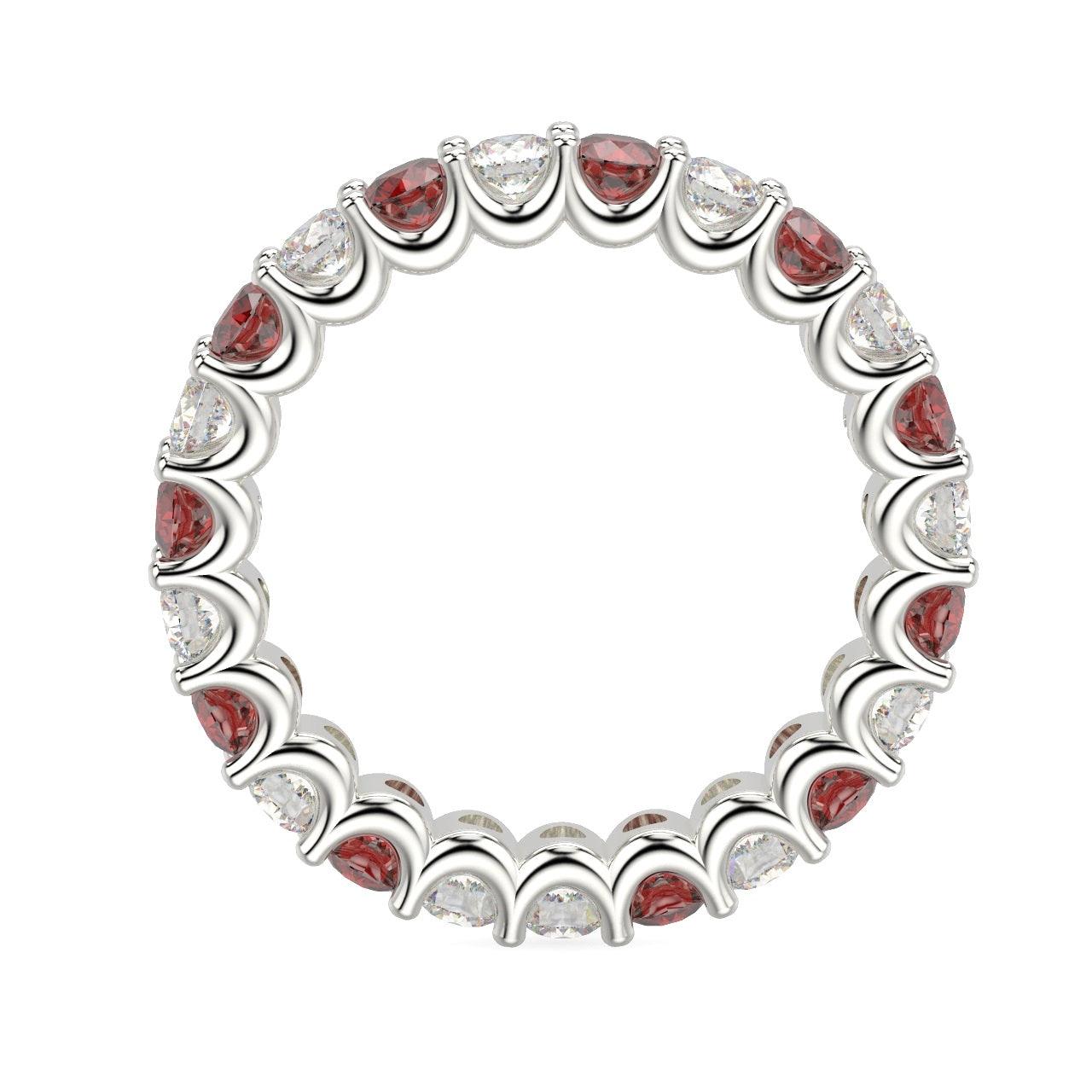 Diamond Cut Ruby and Diamond Full Eternity Ring 1.20ct