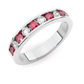 Natural Ruby and Diamond Half Eternity Ring Heavy White Gold 1.50Ct