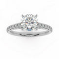 Lotus Head Round Diamond Engagement Ring