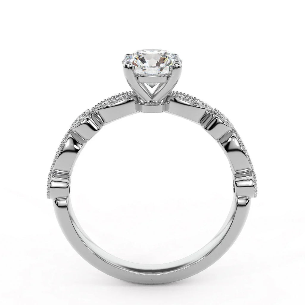 Antique Bezel And Pave Set Diamond Engagement Ring - Miligrain on Edges