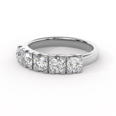 Classic 1.00Ct D/VVS Round Diamond Anniversary Ring, UK Hallmarked Gold